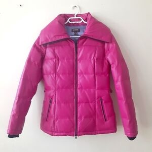 Danier leather Down puffer jacket,fuchsia‎ pink,S